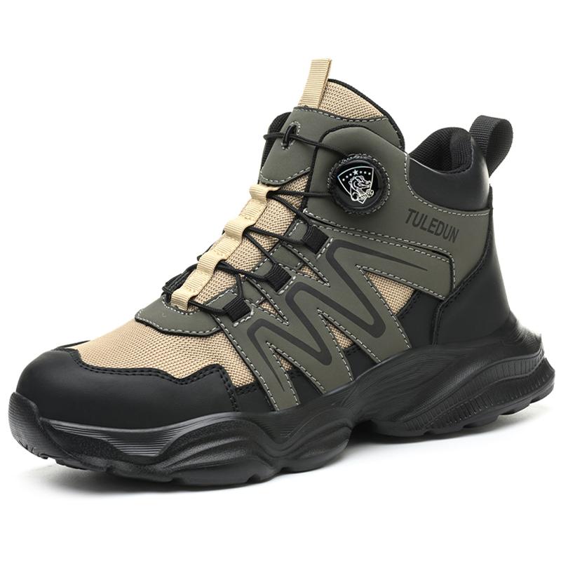 Rotating Button Safety Shoes Men Anti Slip Breathable Work Sneakers Steel Toe Shoes Puncture-Proof Indestructible Shoes Security