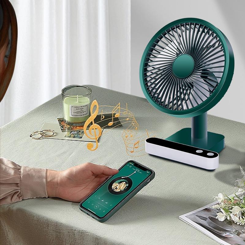 5000mAh 4 Speed Settings USB Rechargeable Oscillating Desk Fan Mini Table Cooling Fan Adjustable Head Home Office Personal Fan