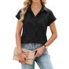 JPNTKY Women's Fashion Casual  POLO Neck Short Sleeve Blouses & Shirts