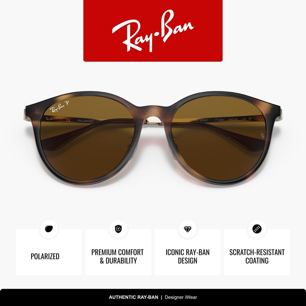 Sonnenbrille 0RB4334D HAVANA Japan 55 Asiatische Passform Ray-Ban 710/83 (GRATIS-Größe)