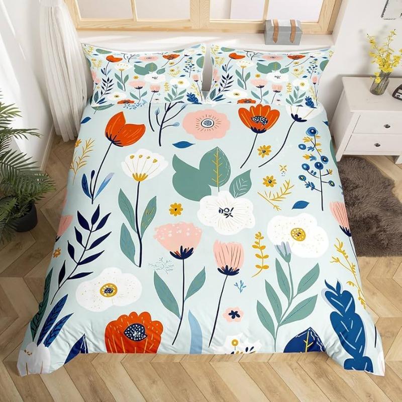 3D Printed Floral Bedding Set Cartoon Animal Pattern Down Pillowcase Children and Teen Bedroom Decoration Single Double Bed