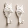 2pcs Geometric Wolf Head Wall Hooks, 3D Printed Animal-Shaped Decorative Hooks, Suitable for Hanging Towels/Keys, for Bathroom, Bedroom, Entryway,