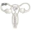 Women Clothing Jewelry Uterus Brooch with Rhinestone Faux Pearl, Human Organ Lapel Pin, Jacket Accessory Hollow Shaped for Coats Sweaters Scarves Body