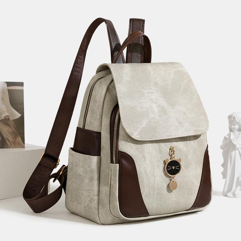 Large capacity casual backpack women s new retro design simple versatile fashion backpack