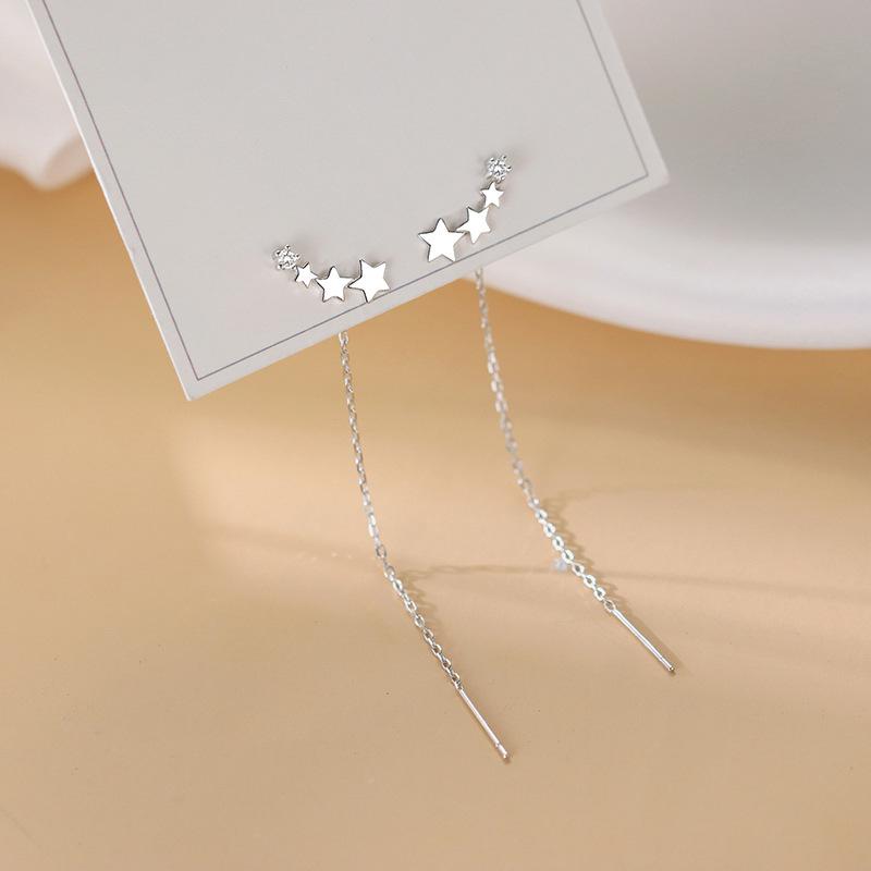 2023 Women's Tassel Star Stud Long Meteor Earrings - Dainty Thread Design