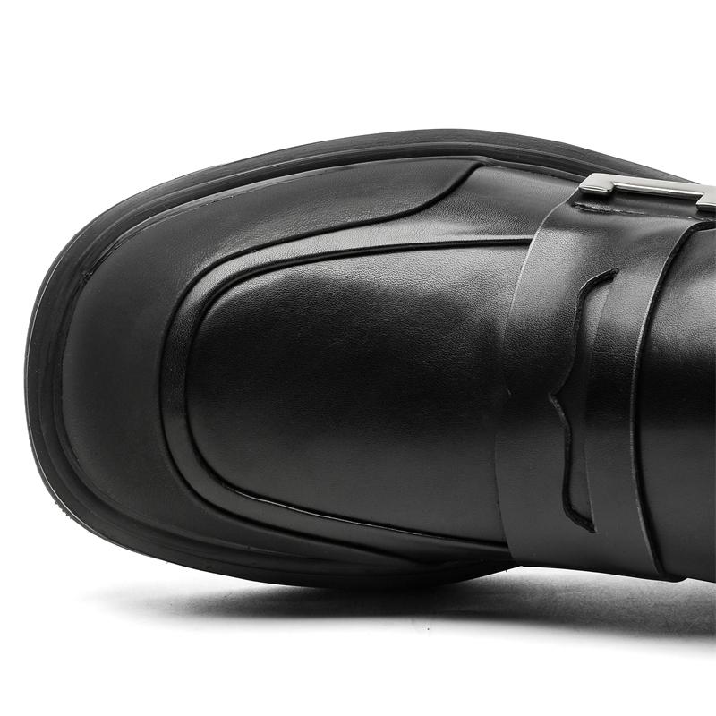 Men's Genuine Leather Slip-On Loafers, Classic Black Casual Shoes for Business & Daily Wear, Unisex Comfortable Footwear Size 36