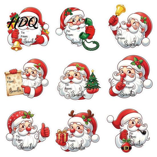Holiday Decorative Adhesive Seals 45Pcs Christmas Santa Sticker Set Cartoon DIY Handwrite Label Decals for Gift Tags PVC Stickers Party Favor Craft