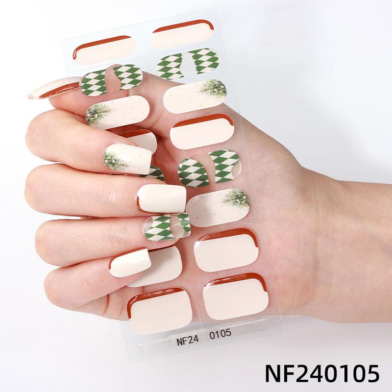 Christmas Design Gel Nail Wraps New Design Gel Nail Stickers Semi Cured Gel Nail Strips