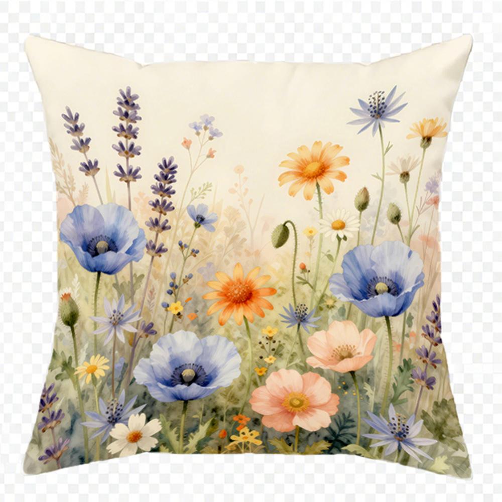 1/4Pcs Floral Printed Pillowcases With Butterfly Motifs Sofa Cushion Cover Home Bedroom Room Decoration