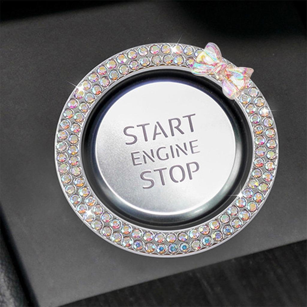 Yianyal Rhinestone Car Engine Start Stop Decoration Ring - Push Start Button Ignition Ring