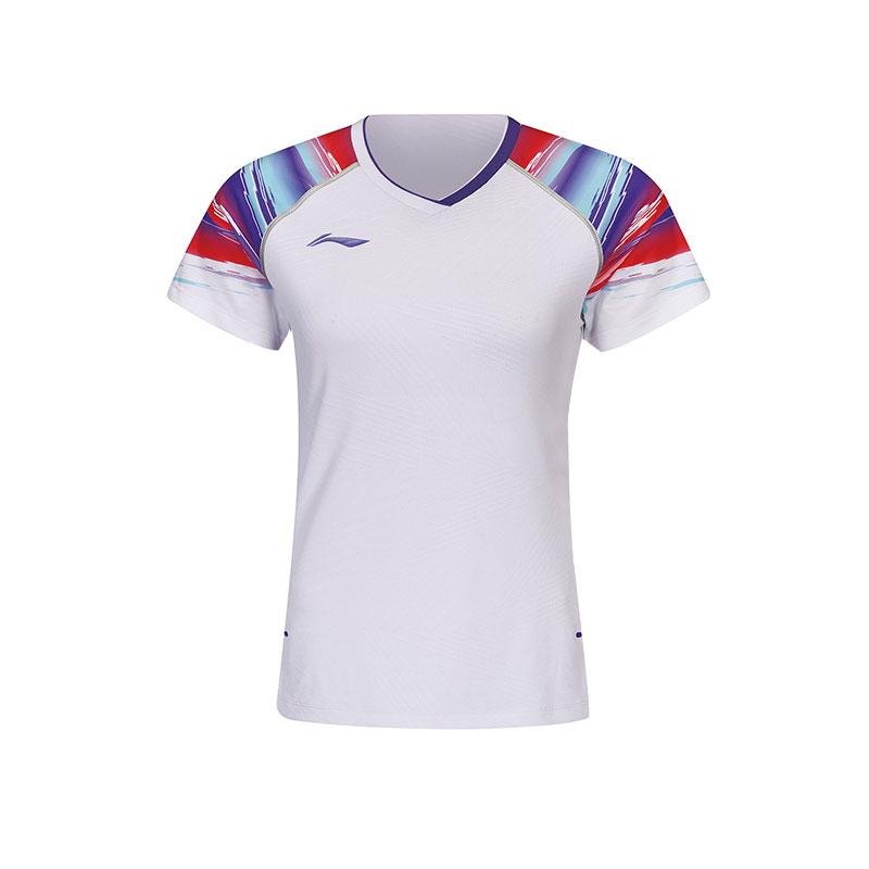 Li Ning Badminton Jerseys Women s White V Neck Moderate AAYW042-2 L