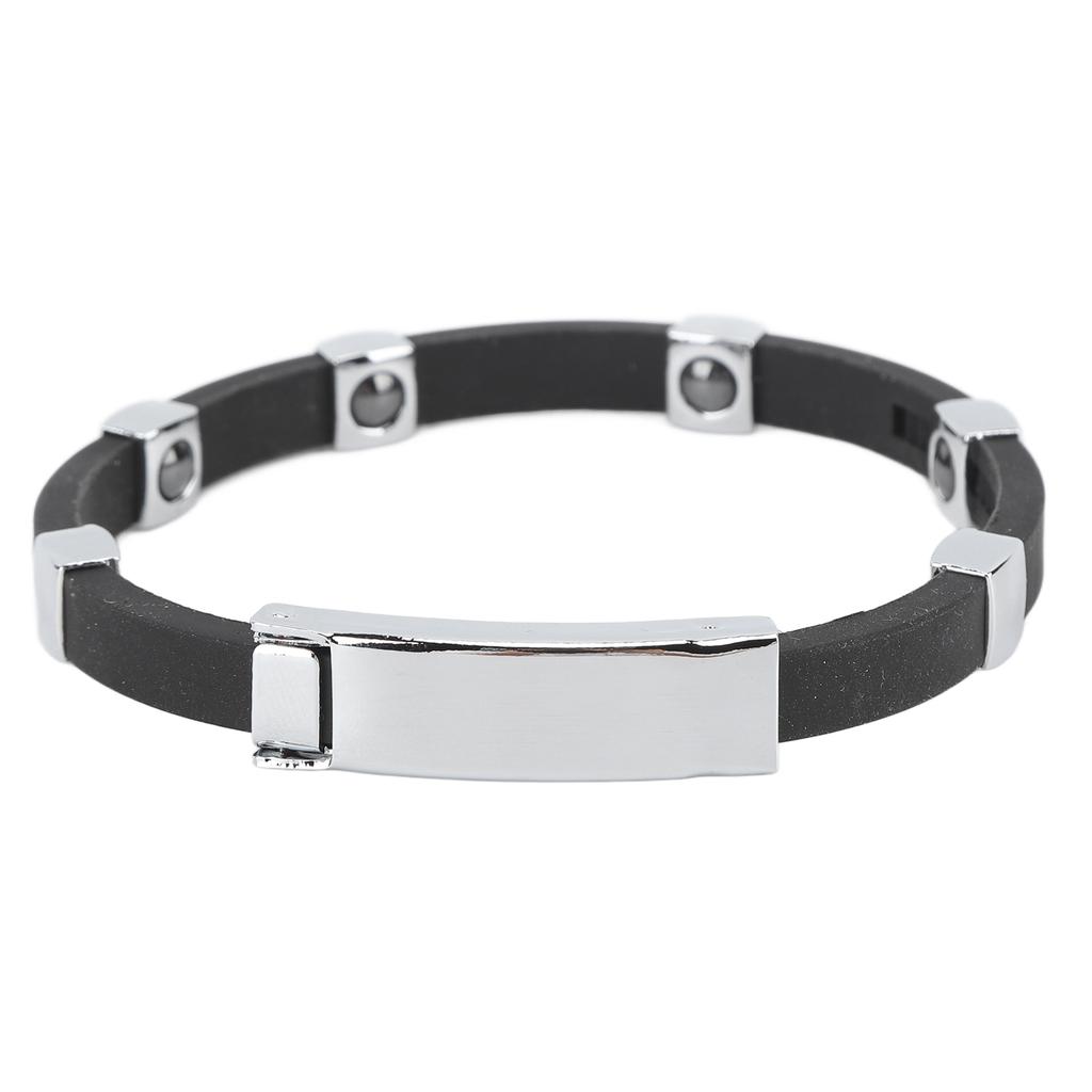Magnetic Negative Ion Bracelet Waterproof Silicone Sports Bracelet Wristband for Balance Silver