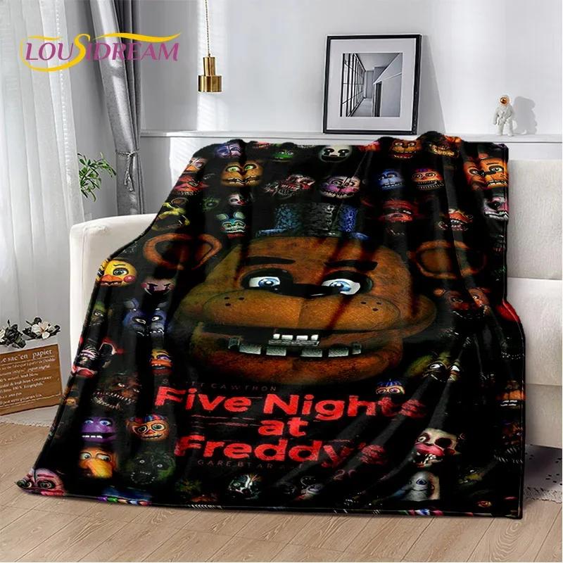 3D Horror Game F-FNAF Freddy Cartoon Soft Flannel Blanket for Bed Bedroom Sofa Picnic,Throw Blanket for Outdoor Leisure Nap Gift