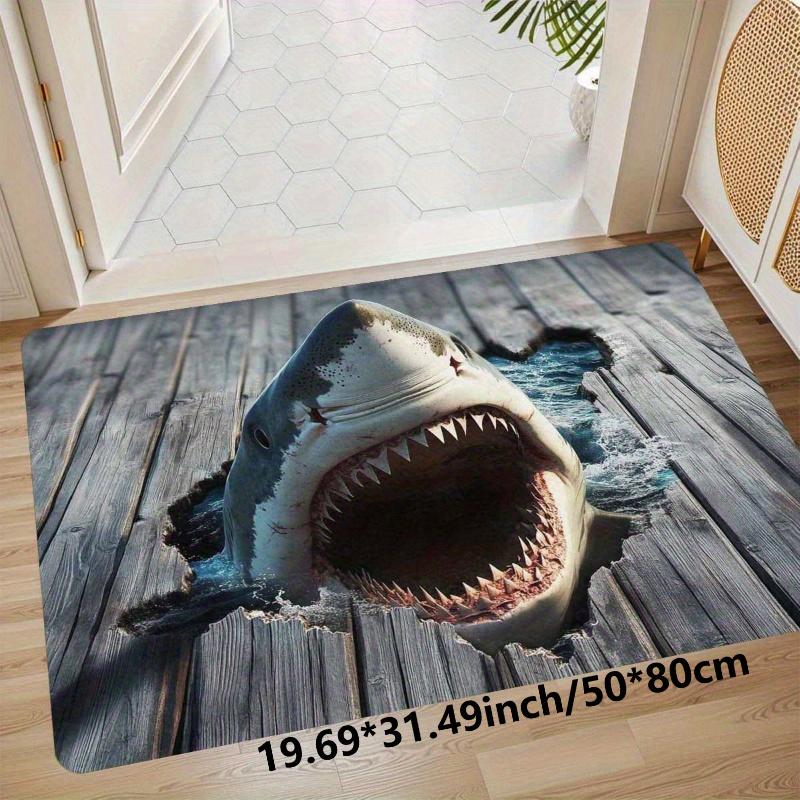 Shark Attack Rug - 3D Illusion Floor Mat for Bold Interiors, Great for Kids' Rooms or Game Rooms | Novelty Rugs