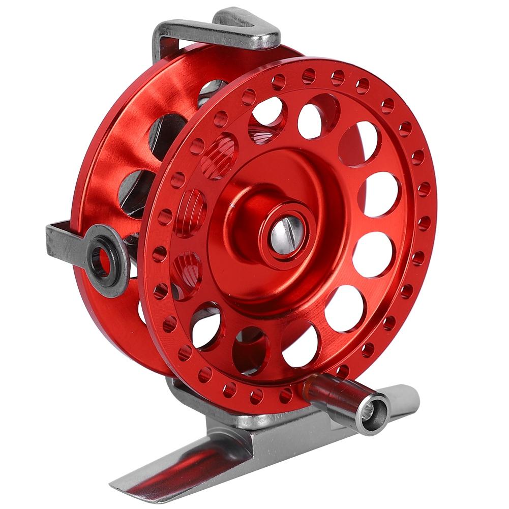 Vordere Eisangelrolle Fliege Vollmetall mit Entladekraft RolleRot Rechte Hand