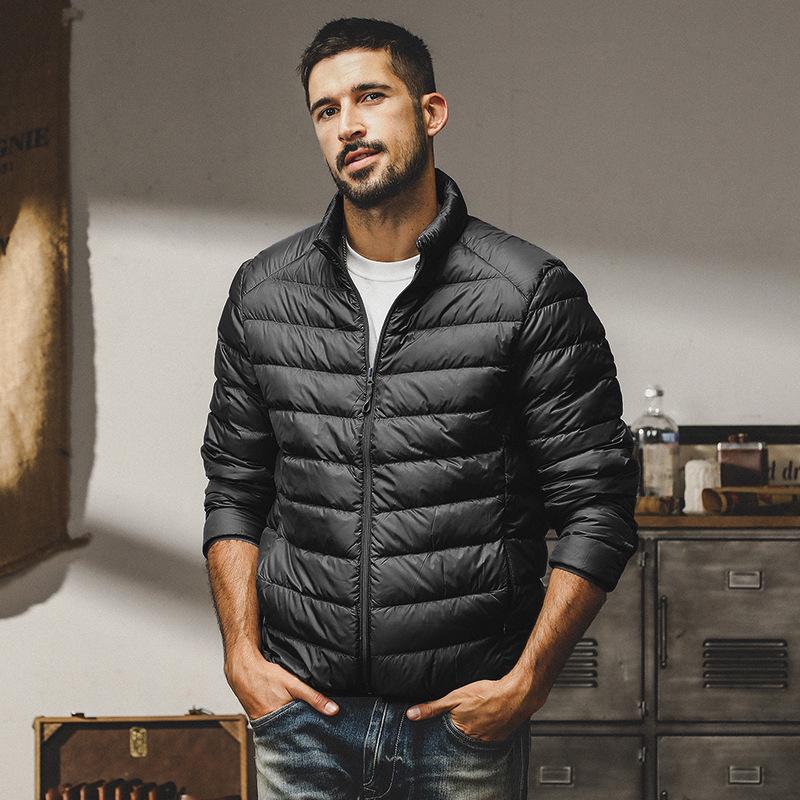 Men's Lightweight Down Jacket - Portable, Anti-static, Winter Hooded for Hiking, Travel, and Mountaineering