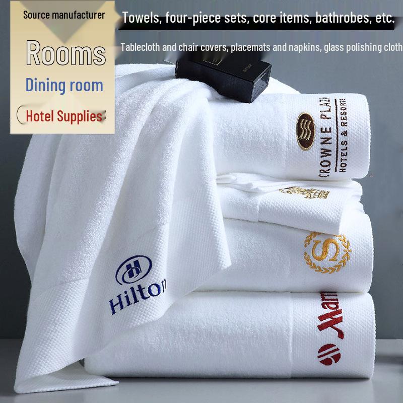 100% Cotton White Absorbent Hotel Towels - Thickened for B&B, Beauty Salon, and Postpartum Center Bath Use