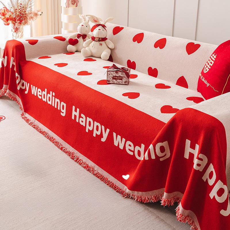 Festliches Chenille Sofa Handtuch All-Inclusive Universal Staubschutz Sofaüberwurf Stoff Kratzfest Steppdecke Rutschfest