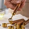 4/8Pcs Wooden Handle Stainless Steel Measuring Cups Spoons Baking Tools Coffee Measuring Spoon Set Bartending Scale Accessories