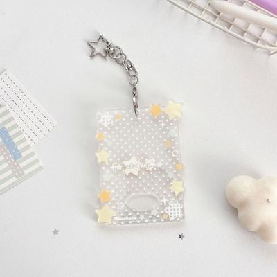 Kawaii Shining Stars Kpop Photo Card Holder Keychain Portable Acrylic Idol Photo Holder 3 Inch Clear ID Card Cover Bag Pendant