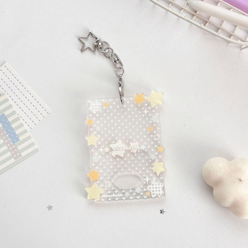 Kawaii Shining Stars Kpop Photo Card Holder Keychain Portable Acrylic Idol Photo Holder 3 Inch Clear ID Card Cover Bag Pendant жёлтый