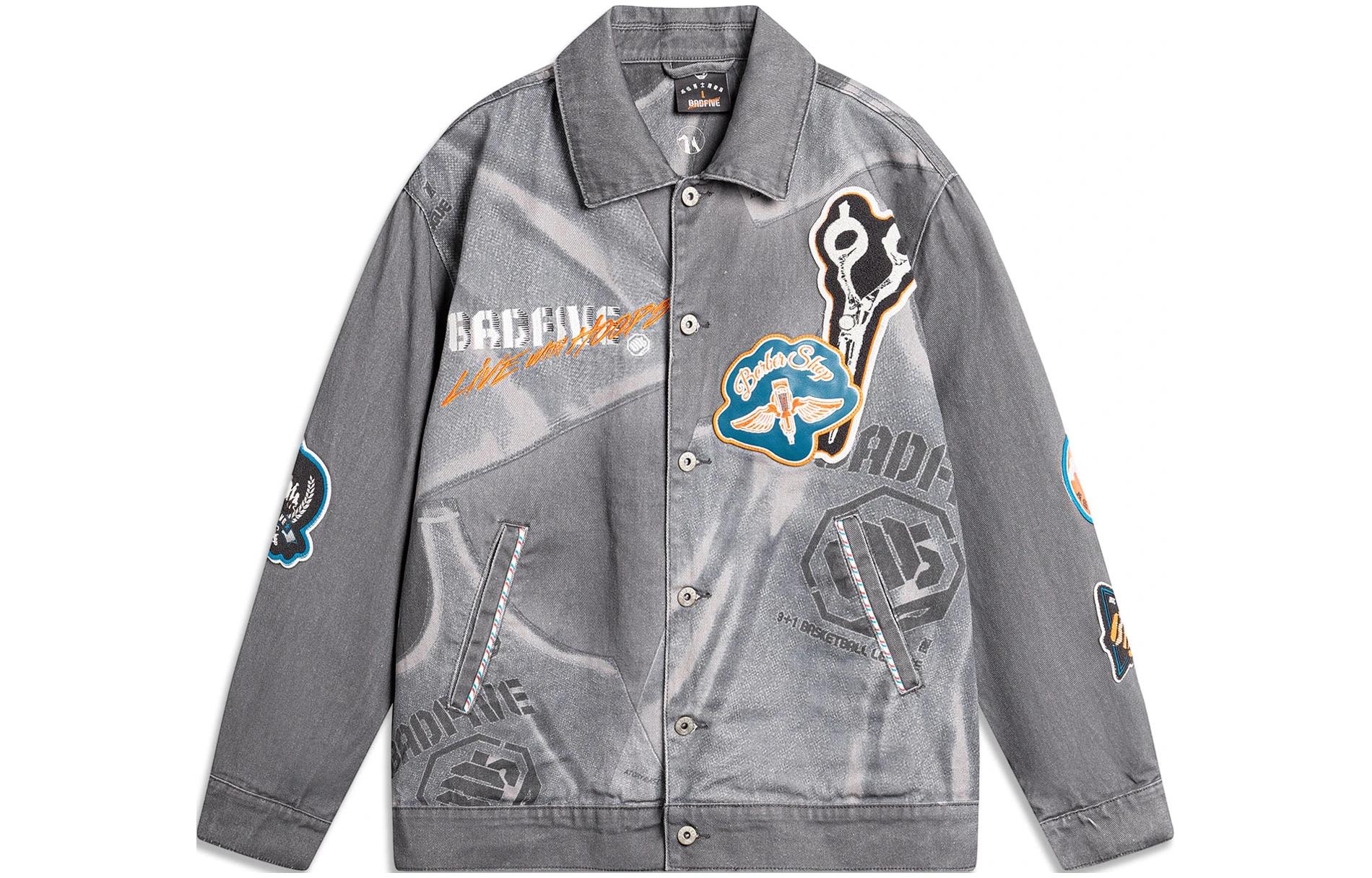 Li Ning Badfive Denim Jacket Men s Obsidian Gray AFDU633-1 L