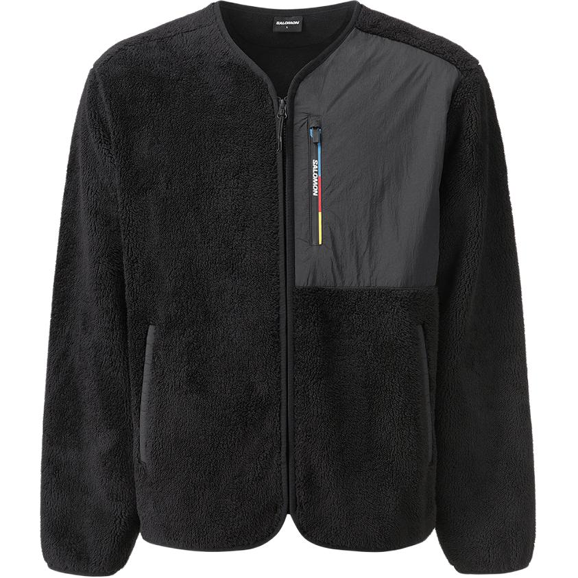 

Salomon Solid Color Spliced V-Neck Zipper Long Sleeve Jacket Men Jackets Black LC2577200 S