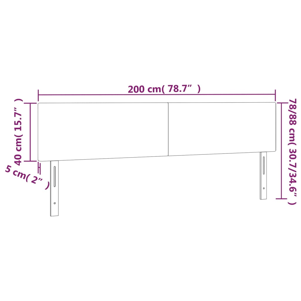 Vidaxl Zagłówek Do Łóżka Z Led, Biały, 200X5X78/88 Cm, Sztuczna Skóra
