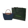 LONGCHAMP Canvas Leather Trim Handbag Small Women's Marine Blue (Unisex) Handbags 1621089P68