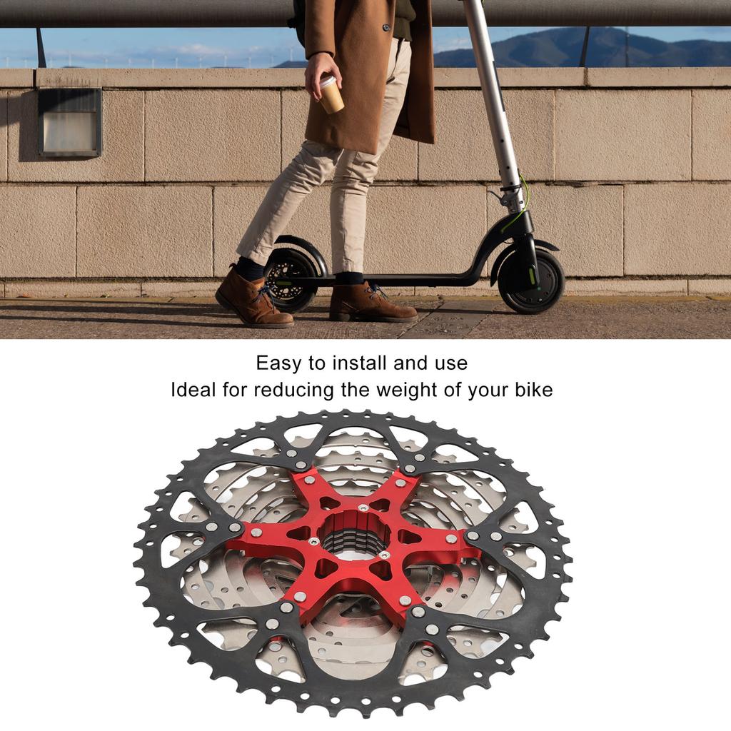 10 Speed Cassette Flywheel Aluminum Alloy 12?50T Hollow Design Silent Bicycle Freewheel for Bikes