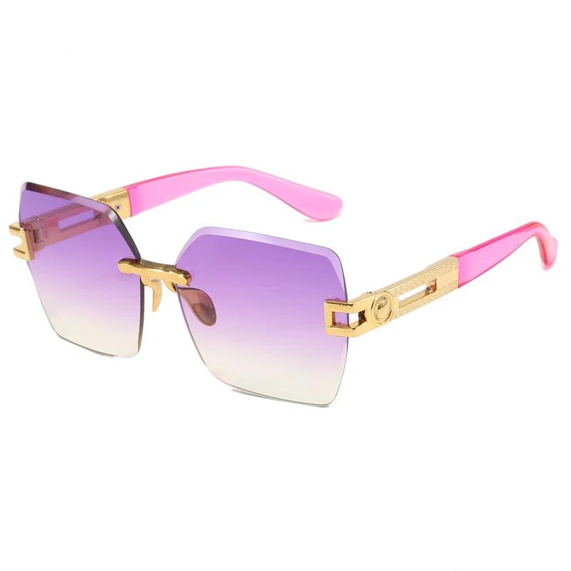 New Borderless Trimming Sunglasses Women'S Fashion Brand Designer Sun Glasses Women Color Lens Trend Eyewear Uv400