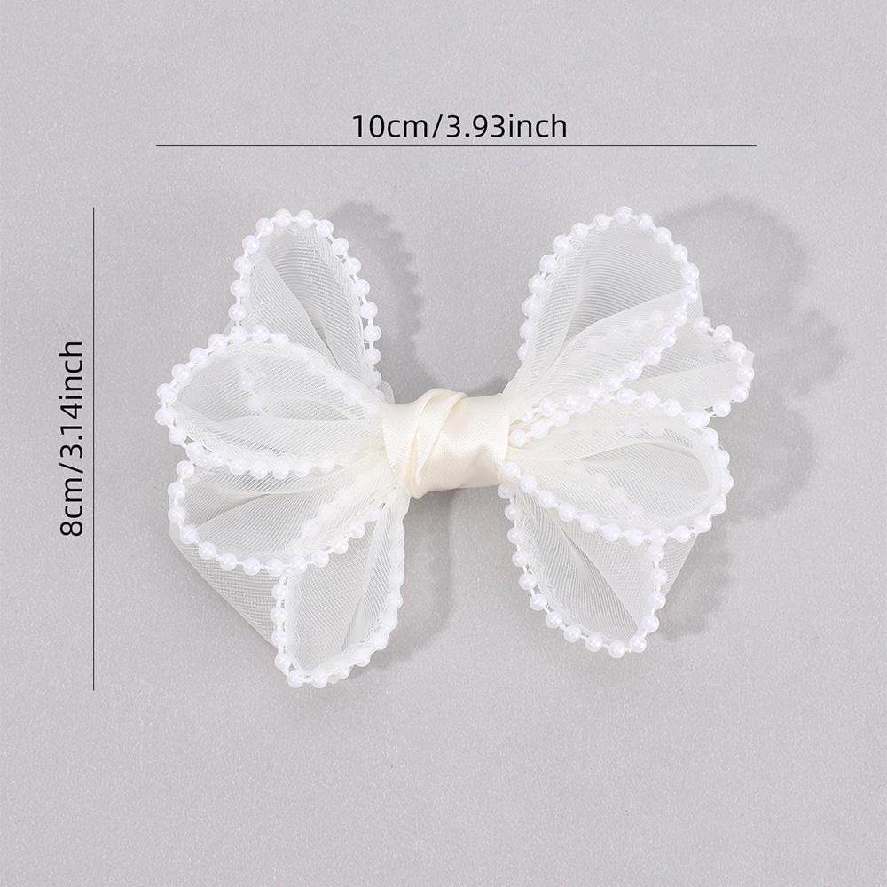 2Pcs New Flower Petal Bow Hair Clips Sweet Pearl Mesh Hairpins Princess Barrette For Girls Children Headwear Hair Accessories