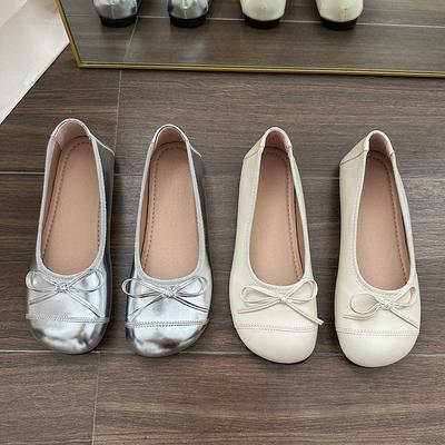 2025 Spring and Summer New Women's Fashion Casual Flat Single Shoes Versatile Bow Shoes One Pedal Women's Shoes