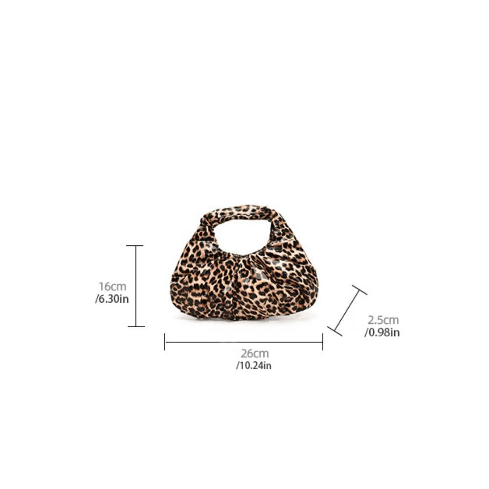 Pu Leopard Print Handbag Black Crescent Bag Simple Pu Leather Handbag  Make Up Bag