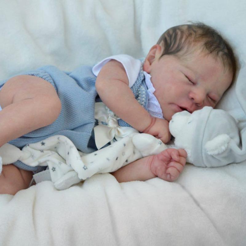 21inch Reborn Doll Kit Sleeping Baby Chase Unfinished Unpainted Doll Parts with Cloth Body and COA Kit Molde Bebê Reborn kit with body