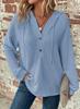 Women's Waffle Knit Hoodie V Neck Button Drawstring Hoodies Casual Long Sleeve Pullover Sweatshirt