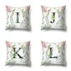 Polyester Pillowcase Green Leaf Decorative Print Pillowcase 26 English Letter Cushion Cover