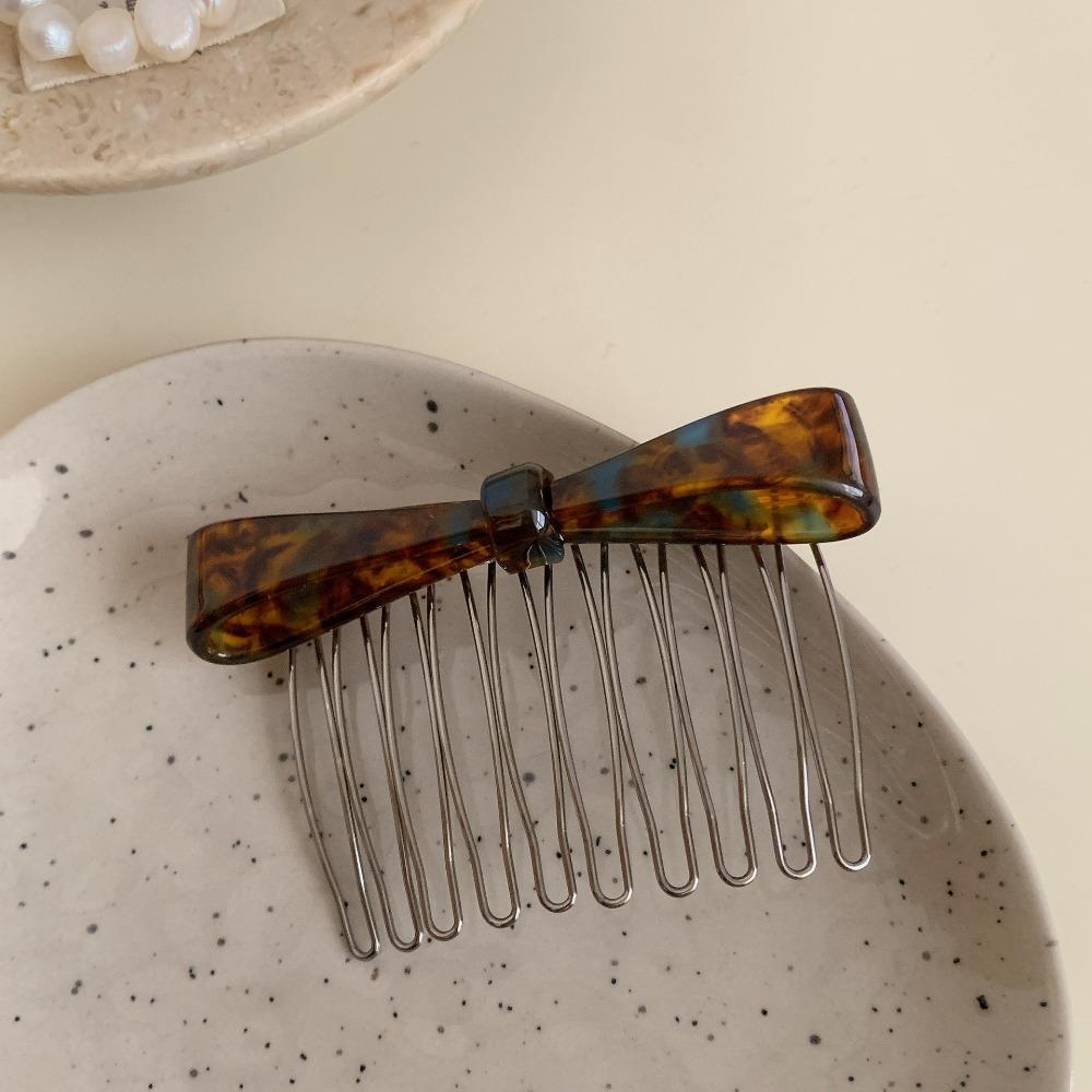Teeth Acetic Acid Bow Hair Comb Fixed Combs Side Clip Cute Anti Slip Bangs Clip  Student