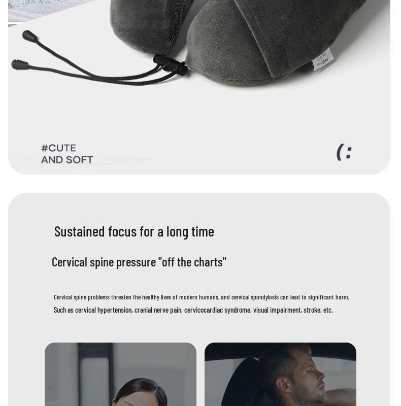 Memory Foam U-Shaped Neck Support Pillow - Car Travel Headrest with Custom Logo for Cervical Comfort