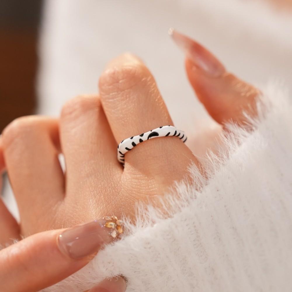 Delicate Cartoon Glaze Ring Vintage Opening Finger Ring Animal Horse Ring Set  Party Favors