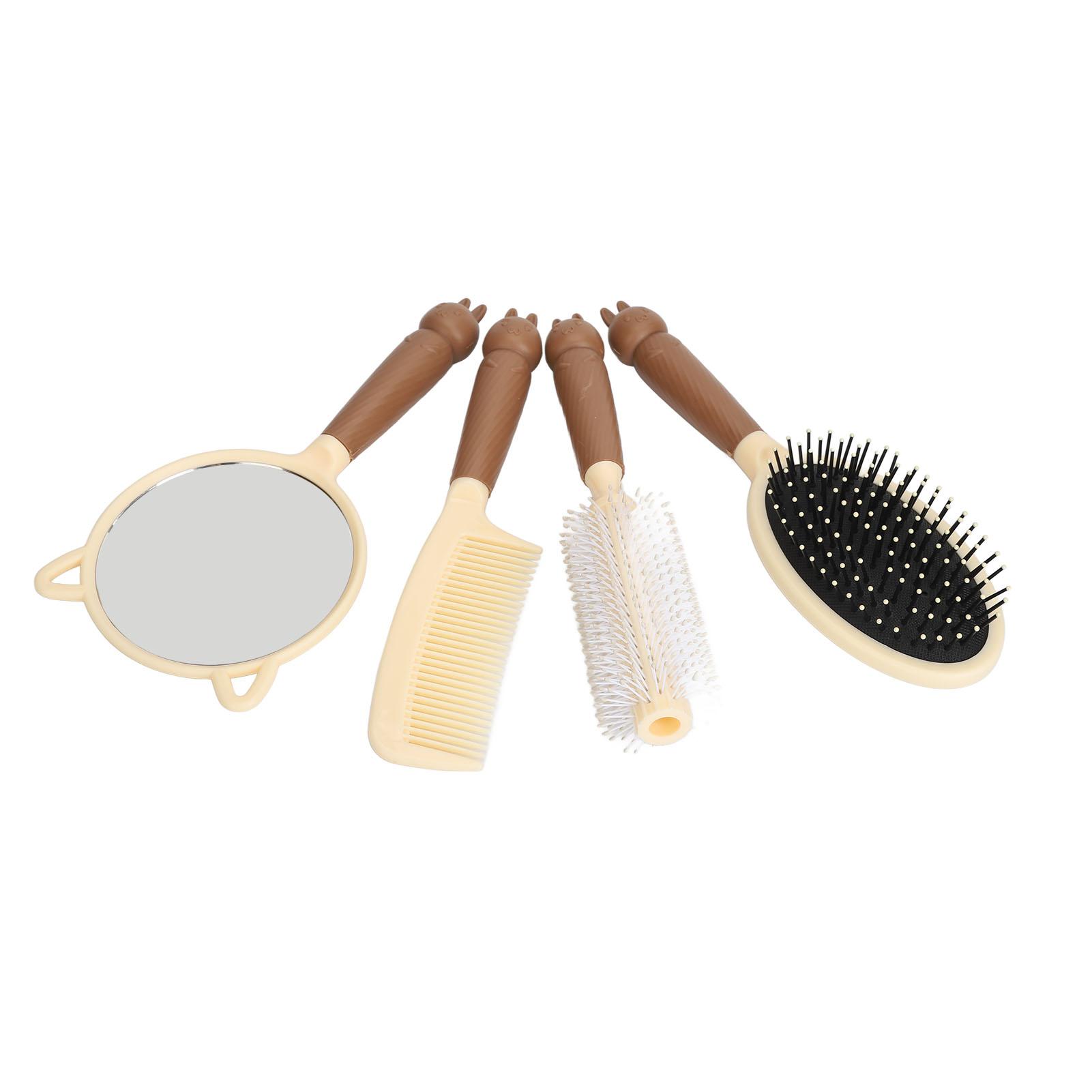 

Набор из 4 предметов Женский мультяшный набор расчесок Щетки для волос и расческа с зеркалом для дома, путешествий, офиса