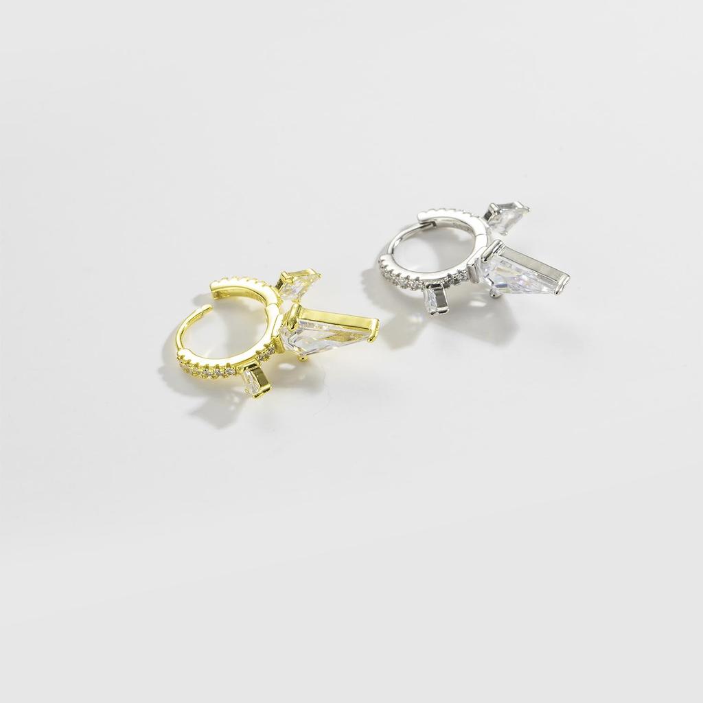 ANDYWEN Cercei tip cerc triunghiular din argint sterling 925 cu CZ, bijuterii fine de lux, piercing, bijuterii rock punk, cadou