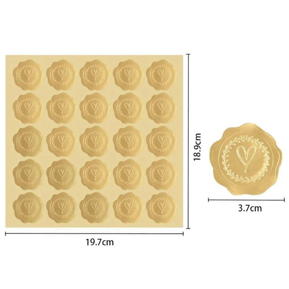 Rose Pattern Heart Sticker 3D Embossed Self-Adhesive Seal Label Invitation Card