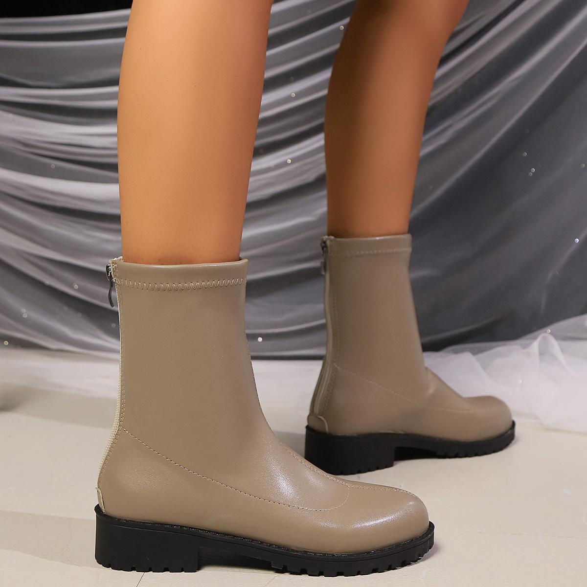 

2024 Высококачественные однотонные женские ботильоны для активного отдыха на открытом воздухе, износостойкие женские ботинки с застежкой-молнией сзади, Botines De Mujer 43 хаки