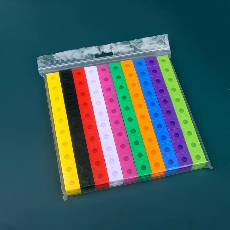 100pcs Linking Cubes Counting Cubes Colorful Math Cubes Math Manipulatives Classroom Educational Supplies Activities Playthings (Clas