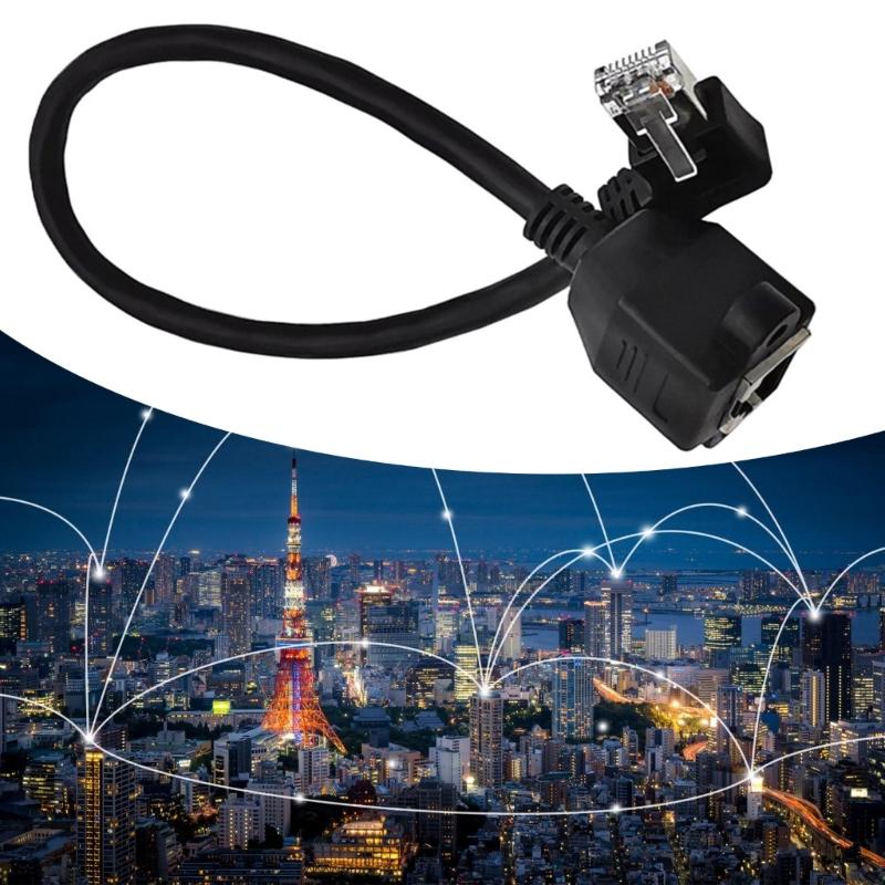 RJ45 Ethernet Extension Cable with Space Saving 90Degree Designing Cord Left/Right/Up/Down Elbowed Line