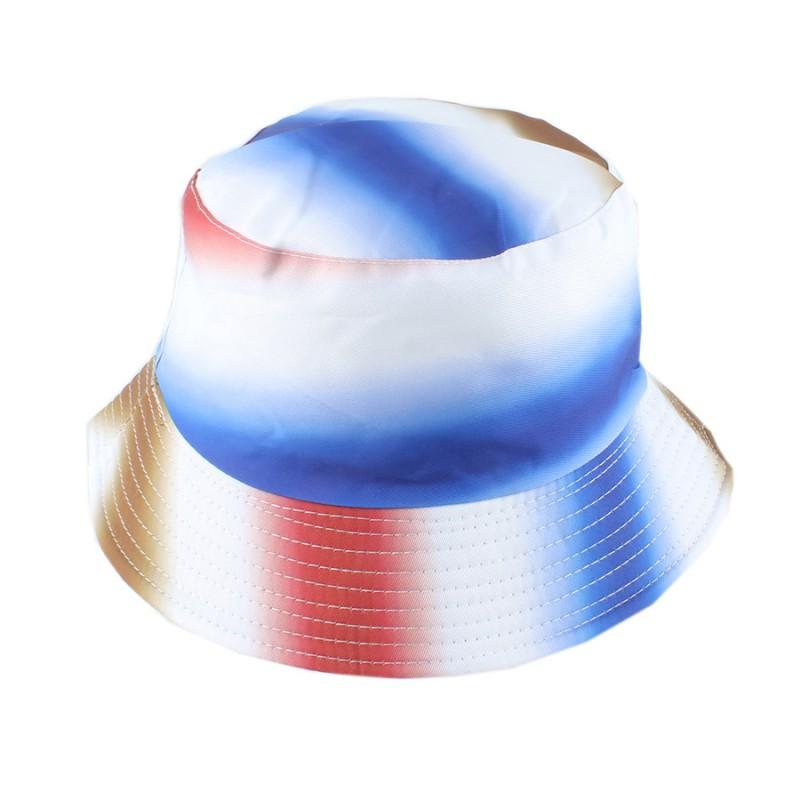Gradient Tie-Dye Wide Brim Fisherman Hat Unisex Cotton Blend Bucket Cap