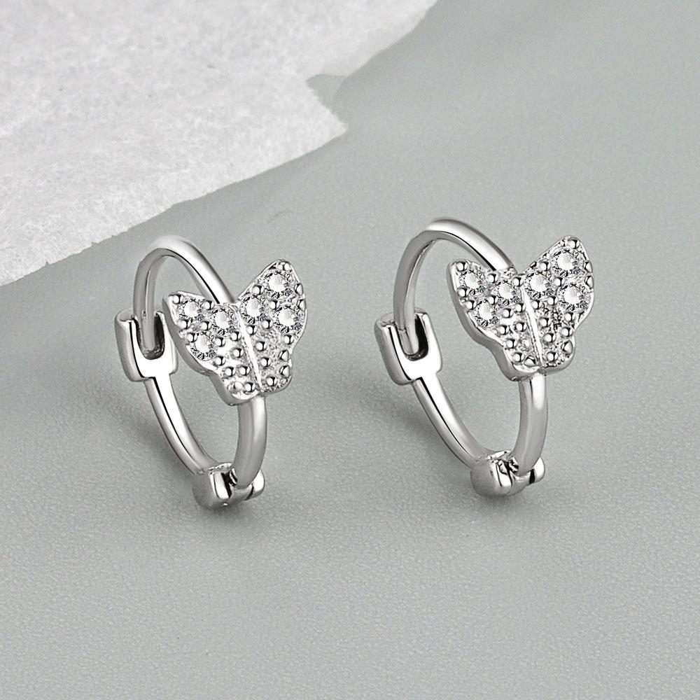 European and American Luxury Fashion Ins Creative Temperament Style Inlayed Cubic Zirconia Animal butterfly Earring ED415 platinum