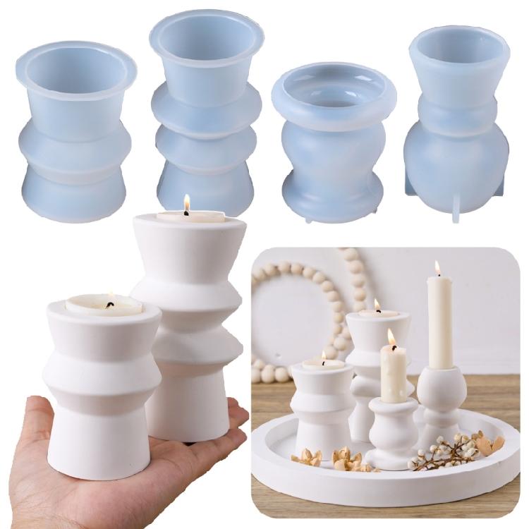 Nordics Style Candle Holder Silicone Molds Roman Pillar Candlestick Mould Craft Supplies Casting Molds