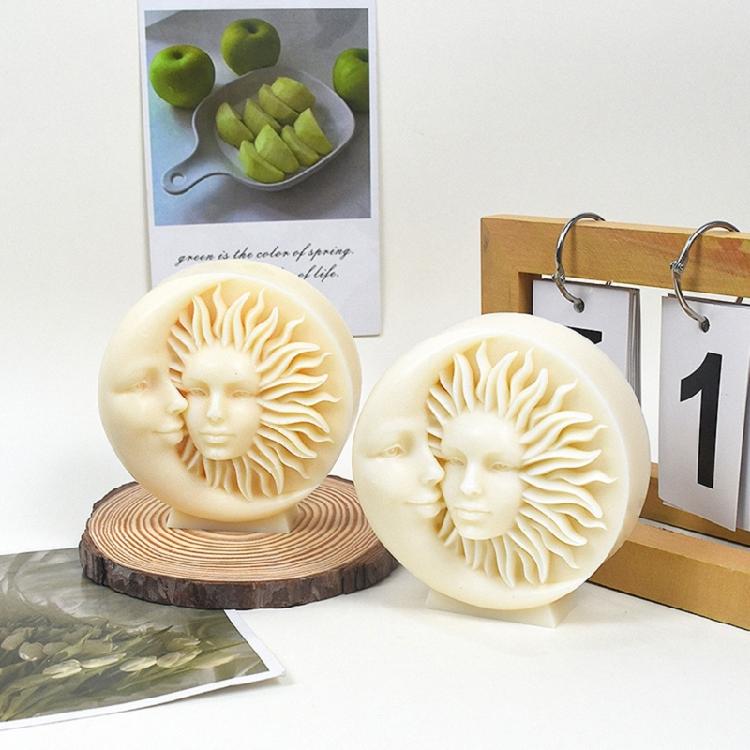 Moon Sun Carved Candle Mold for Making Candle Gypsum Ornaments